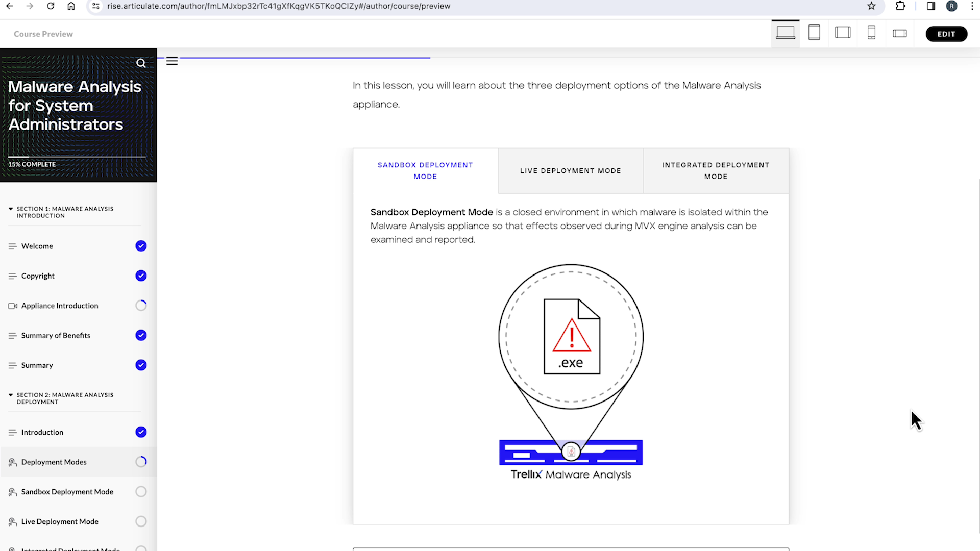 Tab interactions developed using native Articulate Rise 360 tools